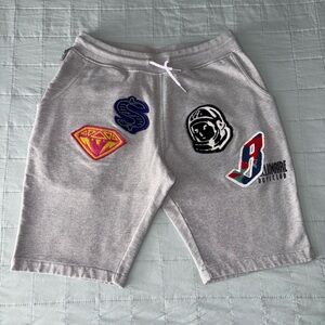 Billionaire Boys Club Diamonds & Dollars Patches Sweat Shorts Gray Sz. Large
